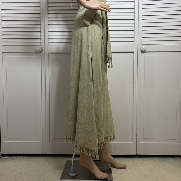 Chintamani Wrap Boho Cotton Dress with Fringe Sage Green Small - Picture 8 of 16